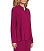 Color:Rhapsody - Image 3 - Silk Georgette Crepe Point Collar Long Sleeve Button-Front Shirt