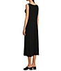 Color:Black - Image 4 - Silk Georgette Crepe Scoop Neck Sleeveless Pocketed Shift Midi Dress