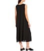 Color:Black - Image 2 - Silk Georgette Crepe Scoop Neck Sleeveless Pocketed Shift Midi Dress