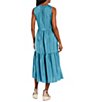 Color:River - Image 4 - Silk Round Neck Sleeveless Tiered Shift Dress
