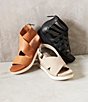 Color:Black - Image 3 - Sport Criss Cross Tumbled Leather Banded Platform Sandals