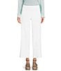 Color:White - Image 1 - Stretch Crepe Wide Leg Ankle Length Pant