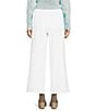 Color:White - Image 2 - Stretch Crepe Wide Leg Ankle Length Pant
