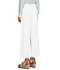 Color:White - Image 3 - Stretch Crepe Wide Leg Ankle Length Pant