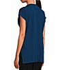 Color:Atlantis - Image 5 - Stretch Knit Jersey V-Neck Cap Sleeve Boxy Top