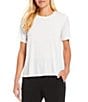 Color:White - Image 1 - Tencel Lightweight Jersey Crew Neck Short Sleeve Shirt