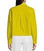Color:Citron - Image 2 - Washed Organic Cotton Poplin Point Collar Long Sleeve Cropped Button-Front Shirt