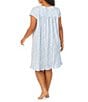 Color:White Multi - Image 2 - Plus Size Floral Cotton Jersey Cap Sleeve Sweetheart Neck Short Nightgown