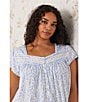 Color:White Multi - Image 4 - Plus Size Floral Cotton Jersey Cap Sleeve Sweetheart Neck Short Nightgown