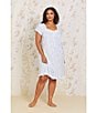 Color:White Multi - Image 5 - Plus Size Floral Cotton Jersey Cap Sleeve Sweetheart Neck Short Nightgown