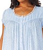 Color:Blue/Print - Image 3 - Plus Size Leaf Print Modal Jersey Cap Sleeve Round Neck Waltz Nightgown