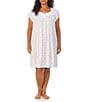 Color:Rose/Print - Image 1 - Plus Size Rose Cotton Jersey Sweetheart Neck Short Nightgown