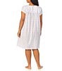 Color:Rose/Print - Image 2 - Plus Size Rose Cotton Jersey Sweetheart Neck Short Nightgown