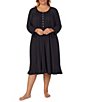 Color:Black - Image 1 - Plus Size Round Neck Long Sleeve Waltz Nightgown
