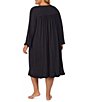 Color:Black - Image 2 - Plus Size Round Neck Long Sleeve Waltz Nightgown