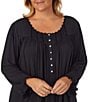 Color:Black - Image 4 - Plus Size Round Neck Long Sleeve Waltz Nightgown