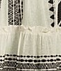Color:Natural Black Print - Image 3 - Elan Arrow Print Split V- Neck 3/4 Bell Sleeve Babydoll Dress