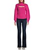 Color:Fuchsia - Image 3 - Solid Knit Turtleneck Bubble Sleeve Front Cut-Out Sweater