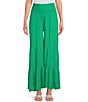Color:Bright Green - Image 1 - Wide Leg Tiered Pull-on Pant
