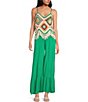 Color:Bright Green - Image 3 - Wide Leg Tiered Pull-on Pant