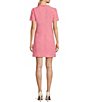 Color:Pink - Image 2 - Boucle Braided Trim Round Neck Short Sleeve Shift Dress