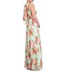 Color:Green Multi - Image 2 - Floral Pleated Chiffon Halter Neck Sleeveless Dress