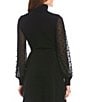 Color:Black - Image 4 - Mock Neck Long Sheer Sleeve Knit Fit and Flare Sweater Dress