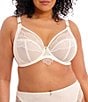 Color:Vanilla - Image 1 - Priya Full-Busted Underwire Unlined Embroidery Plunge Bra