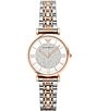 Color:Two-Tone - Image 1 - Women's Analog Crystal Pave Dial Two Tone Bracelet Watch