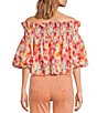 Color:Coral Multi - Image 2 - Giada Floral Print Off-the-Shoulder Long Sleeve Top