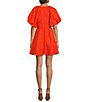 Color:Tomato Red - Image 2 - Sonnet Flared V Neck Short Bubble Sleeve Mini Dress