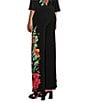 Color:Esme - Image 4 - Knit Jersey Floral Placement Print Straight Leg Pull-On Coordinating Pants