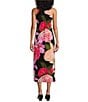 Color:Rita - Image 2 - Mixed Floral Print Knit Jersey Crew Neck Sleeveless High-Low Hem Midi Sheath Dress