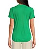 Color:Green - Image 2 - Crew Neck Ribbed Short Sleeve Shirttail Hem Tee Shirt