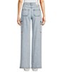Color:Chambray - Image 2 - Denim Acid Wash Relaxed Wide Leg Cargo Jeans