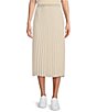 Color:Pearl - Image 1 - Pleated High Rise A-Line Midi Skirt