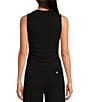 Color:Black - Image 2 - Ruched Sleeveless Knit Tank Top