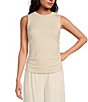 Color:Sand - Image 1 - Ruched Sleeveless Knit Tank Top