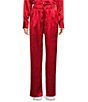 Color:Red - Image 1 - Satin Wide Leg Coordinating Trouser Pants