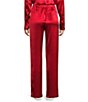 Color:Red - Image 2 - Satin Wide Leg Coordinating Trouser Pants