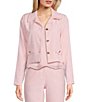 Color:Pink - Image 1 - Collared Button Front Jacket