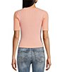 Color:Blue/Pink - Image 2 - Colorblock Knit Short Sleeve Sweater Top