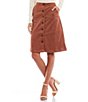 Color:Tobacco - Image 1 - Suede Button Up Skirt