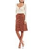 Color:Tobacco - Image 3 - Suede Button Up Skirt