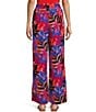 Color:Scarlet/Blue - Image 2 - Tropical Printed Straight Trousers