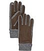 Color:Brown - Image 1 - Men's Knitted Cuff Suede Gloves