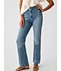 Color:Mid Wash - Image 1 - Stretch Terry Wide Leg Patch Pocket Jeans