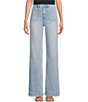 Color:Clearlake Wash - Image 1 - Stretch Terry Wide Leg Patch Pocket Jeans