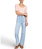 Color:Clearlake Wash - Image 3 - Stretch Terry Wide Leg Patch Pocket Jeans