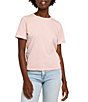 Color:Peach Whip - Image 1 - Sunwashed Crew Neck Short Sleeve Organic Cotton Tee Shirt